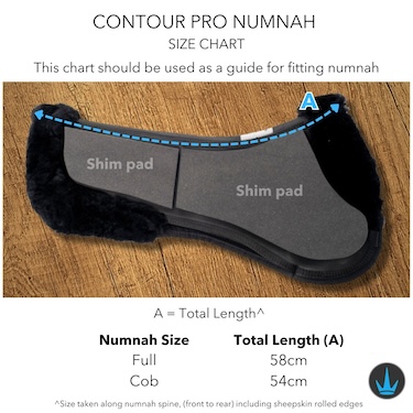Contour Pro Numnah Half Pad Size Chart